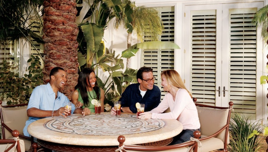 Plantation shutters on a patio door